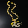 Jewelry Alloy Sniper Rifle Letter Pendant With Diamond And Geometric Pattern For Men Cuban Chain Style