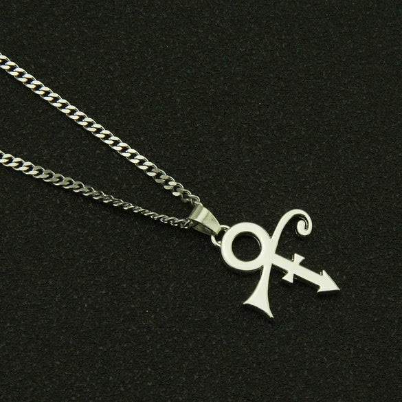 Jewelry Alloy Stainless Steel Geometric Cross Symbol Pendant Cuban Chain Electroplated Personality Necklace