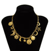Jewelry Alloy Star Crescent Moon Pendant Necklace With Electroplating And Imitation Pearl Clavicle Chain