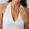 Jewelry Alloy Star Crescent Moon Pendant Necklace With Electroplating And Imitation Pearl Clavicle Chain