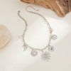 Jewelry Alloy Star Crescent Moon Pendant Necklace With Electroplating And Imitation Pearl Clavicle Chain