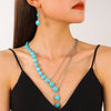 Jewelry Alloy Stone Love Drops Bell Pattern Electroplating Earrings Necklace