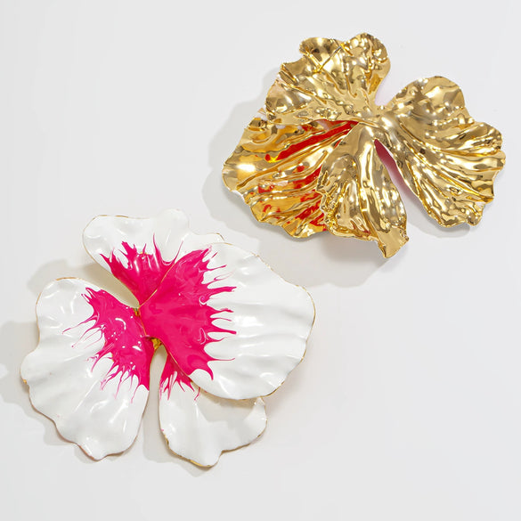 Jewelry Alloy Sweet Gradient Oil Drop Flower Electroplating Irregular Earrings