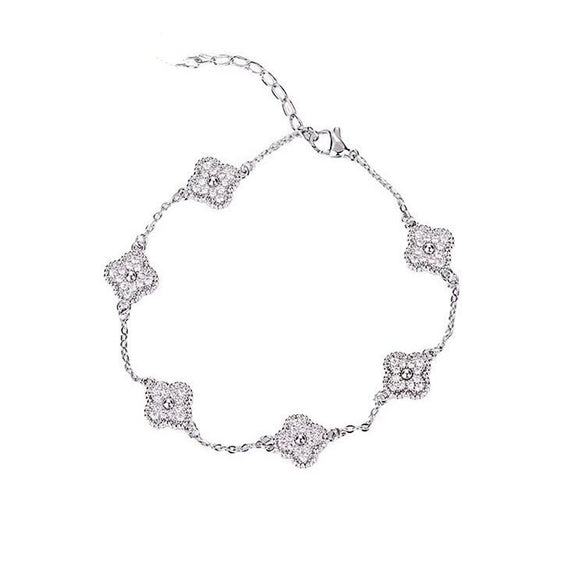 Jewelry Alloy Sweet Sakura Leaves Shaped Bracelet Microinlaid Zircon Set With Diamonds Fashion Style