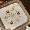 Jewelry Alloy Sweet Sakura Leaves Shaped Bracelet Microinlaid Zircon Set With Diamonds Fashion Style