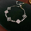 Jewelry Alloy Sweet Sakura Leaves Shaped Bracelet Microinlaid Zircon Set With Diamonds Fashion Style