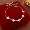 Jewelry Alloy Sweet Sakura Leaves Shaped Bracelet Microinlaid Zircon Set With Diamonds Fashion Style