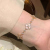 Jewelry Alloy Sweet Sakura Leaves Shaped Bracelet Microinlaid Zircon Set With Diamonds Fashion Style