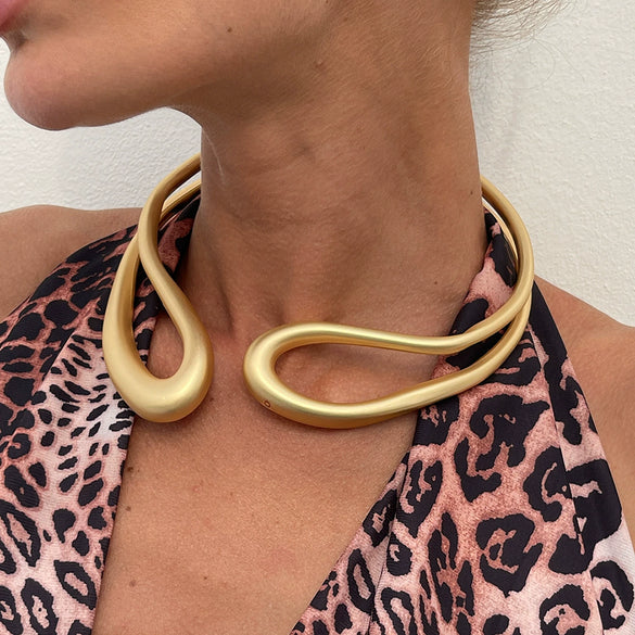 Jewelry Alloy Ushaped Twisted Double Collar Choker Bracelet Electroplated For Women