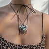 Jewelry Alloy Velvet Belt Geometric Heartshaped Pendant Necklace With Electroplating Treatment