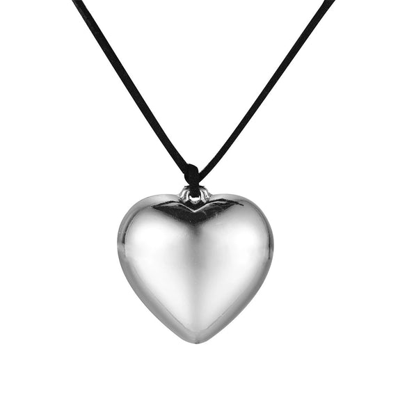 Jewelry Alloy Velvet Belt Geometric Heartshaped Pendant Necklace With Electroplating Treatment
