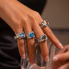 Jewelry Alloy Vintage Inlaid Gem Pleated Geometric Ring Electroplated