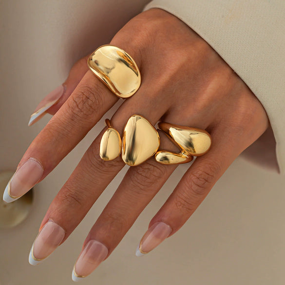 Jewelry Alloy Water Drop Hug Ring Geometric Pattern Electroplating Minimalist Style For Women