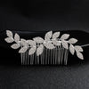 Jewelry Alloy Waveshaped Rhinestone Leaf Multitooth Bridal Hair Comb With Flower Pattern Electroplating For Women