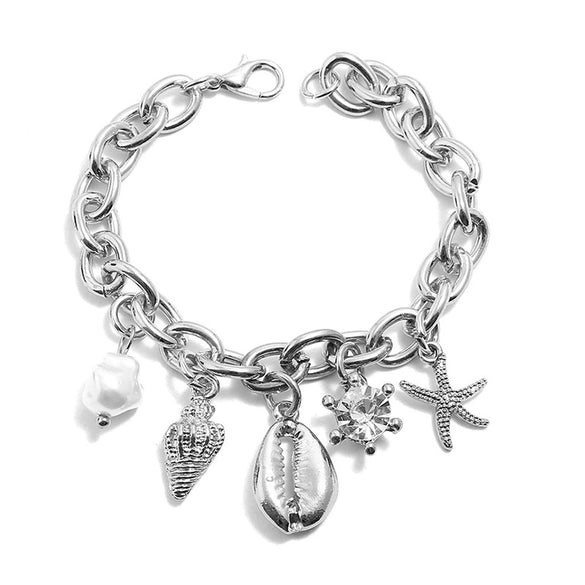 Jewelry Alloy Woven Bracelet With Shell Pattern And Rose Gold Electroplating For Women