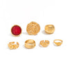 Jewelry Alloyacrylic Drill Geometric Style Electroplated Ring Set