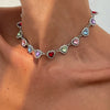Jewelry Alloyacrylic Drill Heart Shape Electroplating Women's Clavicle Chain Necklace