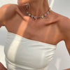 Jewelry Alloyacrylic Drill Heart Shape Electroplating Women's Clavicle Chain Necklace