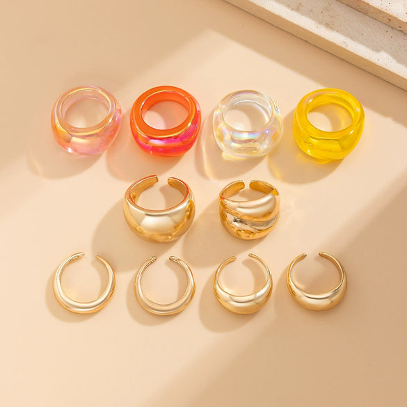 Jewelry Alloyresin Geometric Arc Ring Electroplating Retro Style