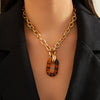 Jewelry Aluminum Chain And Acrylic Geometric Irregular Leopard Buckle Clavicle Chain Electroplated For Women Highend