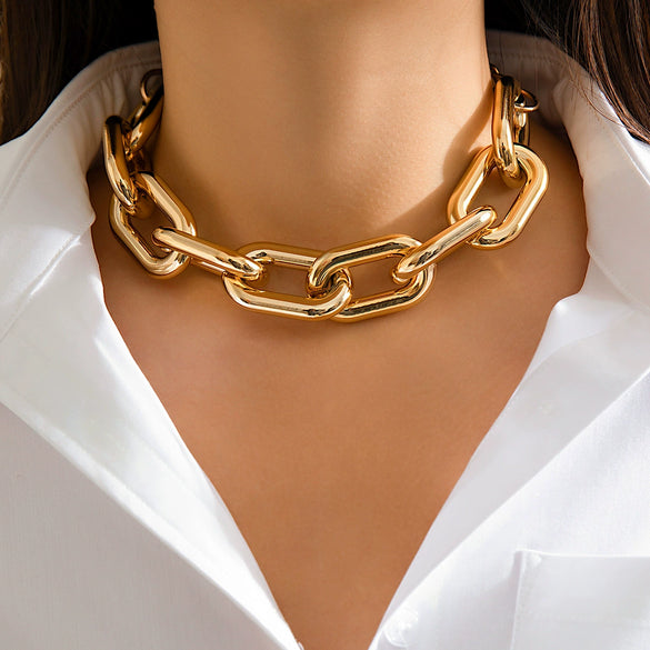 Jewelry Aluminum Cross Chain Women's Simple Punk Geometric Frosted Electroplated Necklace