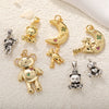 Jewelry Animal Copper Pendant Electroplated Bear Moon Mother And Son Crown