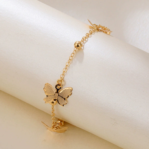 Jewelry Anklet Alloy Geometric Hollow Butterfly Pendant Handmade