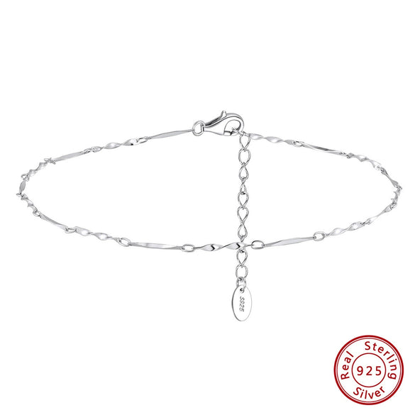 Jewelry Anklet S925 Sterling Silver Geometric Car Twist Chain