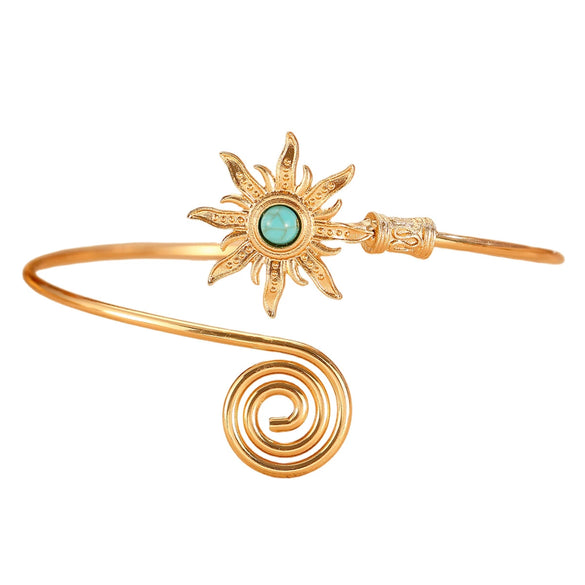 Jewelry Arm Cuff Alloy Turquoise Retro Sun Electroplating Style
