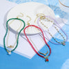 Jewelry Artificial Crystal Beaded Double Layer Necklace With Alloy Pendant Heart Shape Geometric Style Electroplating