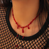 Jewelry Artificial Crystal Geometric Gothic Blood Dropping Tassel Clavicle Necklace For Women Electroplated