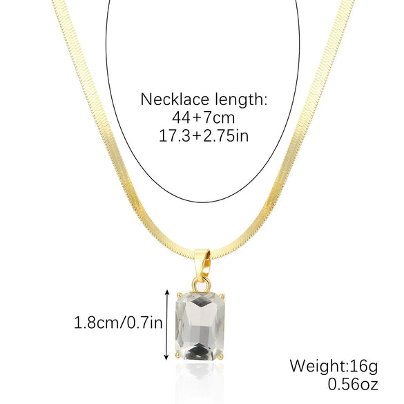 Jewelry Artificial Crystal Heart Pendant Snake Bone Chain Electroplated Simple Style