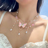 Jewelry Artificial Crystal Imitation Pearls Snake Bone Chain Animal Zodiac Butterfly Choker Electroplating Design For Women