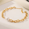 Jewelry Baroque Pearl Titanium Steel Hiphop Style Bracelet With Vacuum Electroplating