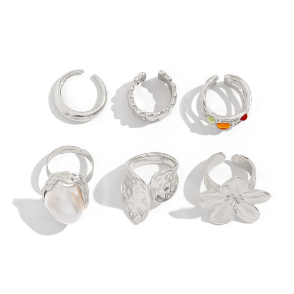 Jewelry Baroque Style Zinc Alloy Flower Ring For Women