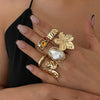 Jewelry Baroque Style Zinc Alloy Flower Ring For Women