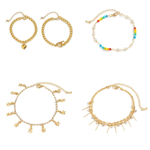 Jewelry Beach Star Tassel Anklet Plastic Resin Alloy Inlaid Artificial Gemstones Semiprecious Stones Simple Women's