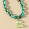Jewelry Bear Necklace Plastic Resin Artificial Crystal Doll Pattern Electroplated Cross Chain For Women