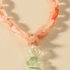 Jewelry Bear Necklace Plastic Resin Artificial Crystal Doll Pattern Electroplated Cross Chain For Women