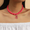 Jewelry Bear Necklace Plastic Resin Artificial Crystal Doll Pattern Electroplated Cross Chain For Women