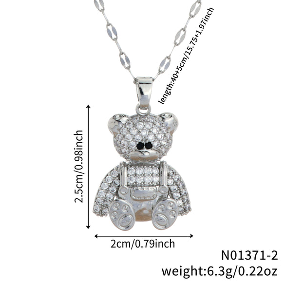 Jewelry Bear Pendant Copper Inlaid Zirconium Electroplating Necklace Animal Style
