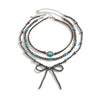 Jewelry Bohemian Bow Beaded Necklace Velvet Alloy Imitation Turquoise Electroplated