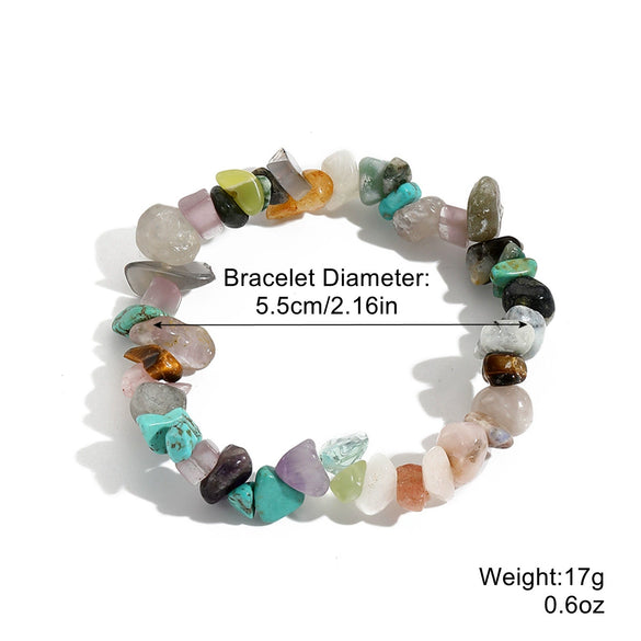 Jewelry Bohemian Color Gravel Handmade Turquoise Geometric Elastic Bracelet For Women