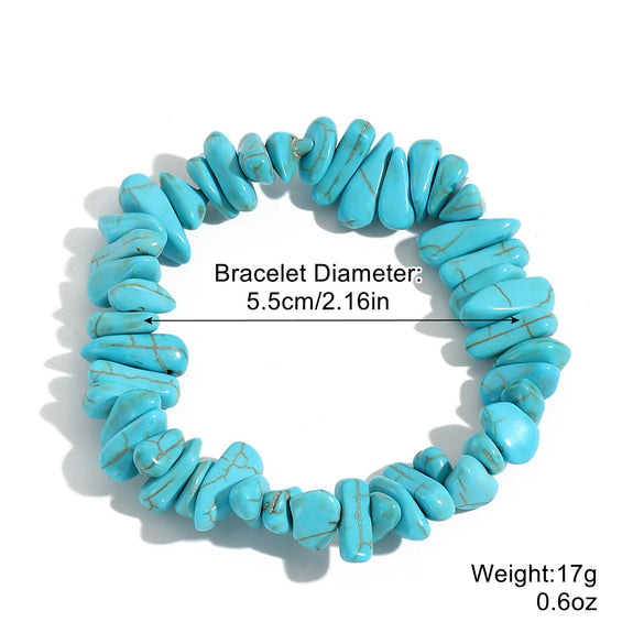 Jewelry Bohemian Color Gravel Handmade Turquoise Geometric Elastic Bracelet For Women