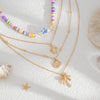 Jewelry Bohemian Colored Soft Pottery Beaded Alloy Clavicle Chain With Flower Shape And Electroplating