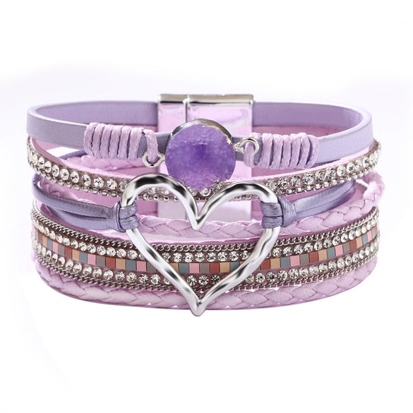 Jewelry Bohemian Cross Bracelet Pu Leather Geometric Electroplating Women's