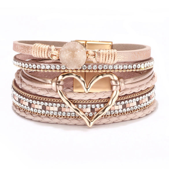 Jewelry Bohemian Cross Bracelet Pu Leather Geometric Electroplating Women's