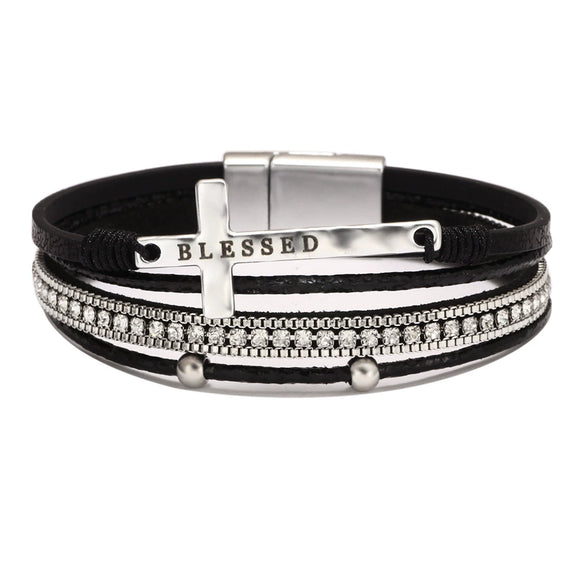 Jewelry Bohemian Cross Bracelet Pu Leather Geometric Electroplating Women's