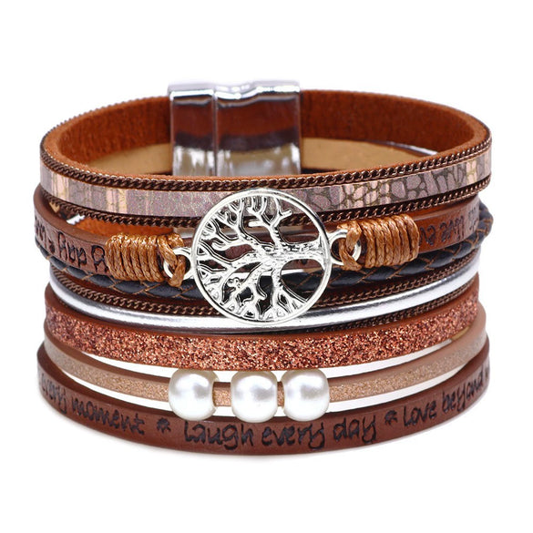 Jewelry Bohemian Cross Bracelet Pu Leather Geometric Electroplating Women's