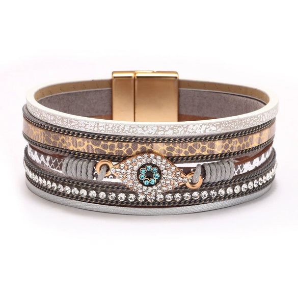 Jewelry Bohemian Cross Bracelet Pu Leather Geometric Electroplating Women's